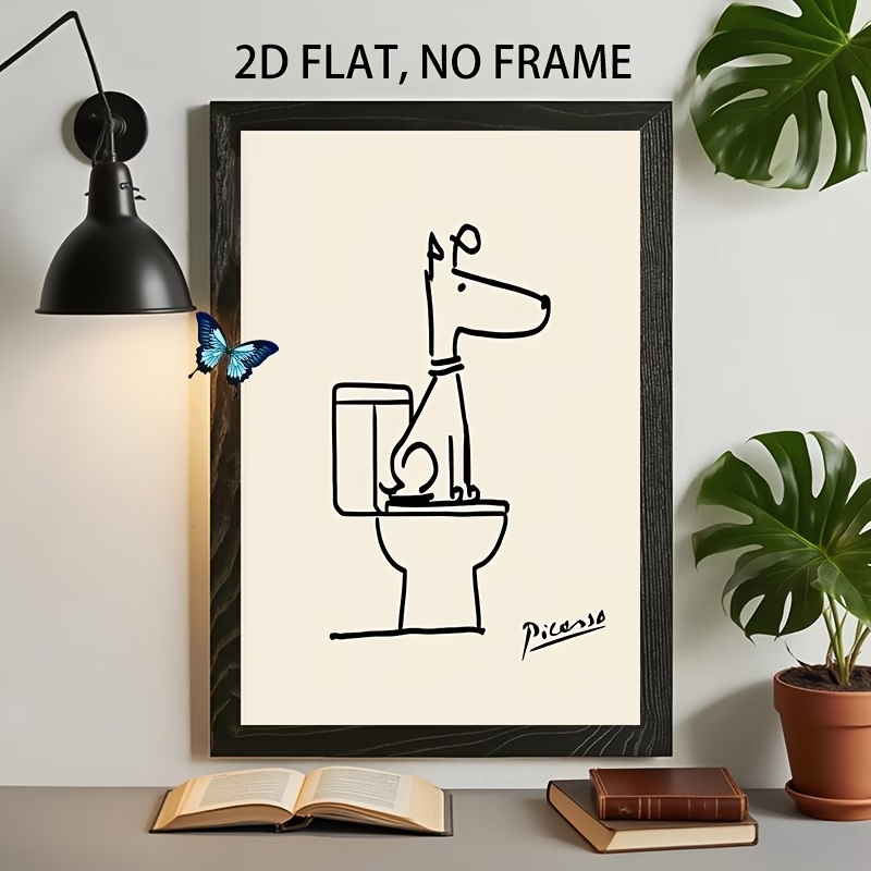 Interior Design Living Room - Moderne, retro-freudige Hundetoilette Picasso Line Wandkunst,